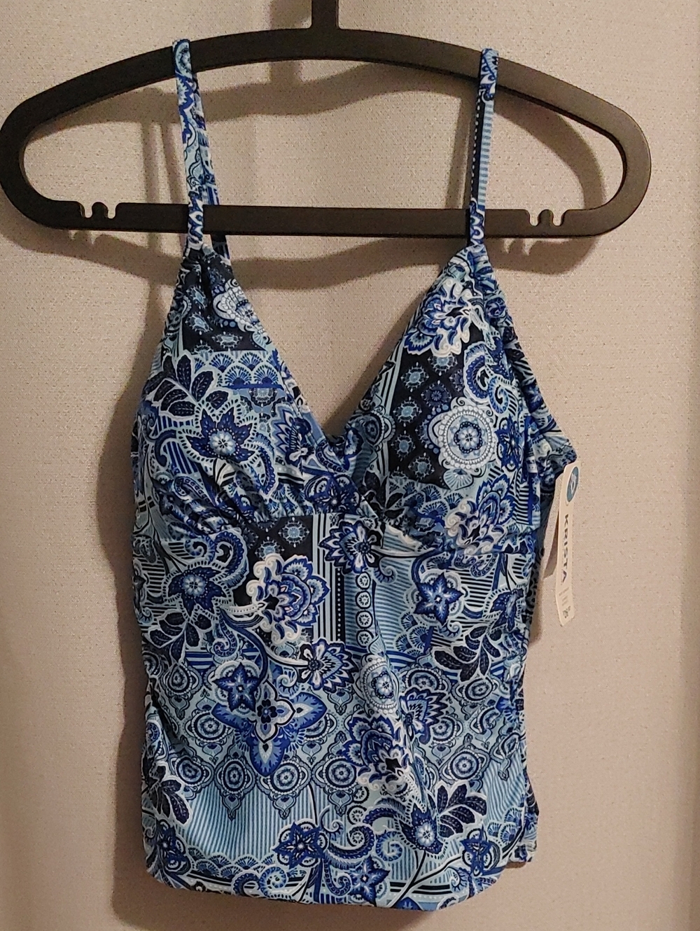 Blue Paisley-Print Women's Tankini Top, New With Tags